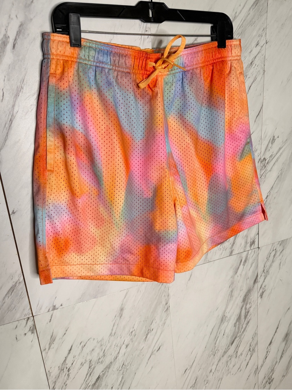 LCKR Orange Tie-Dye Mesh Athletic Shorts SZ L